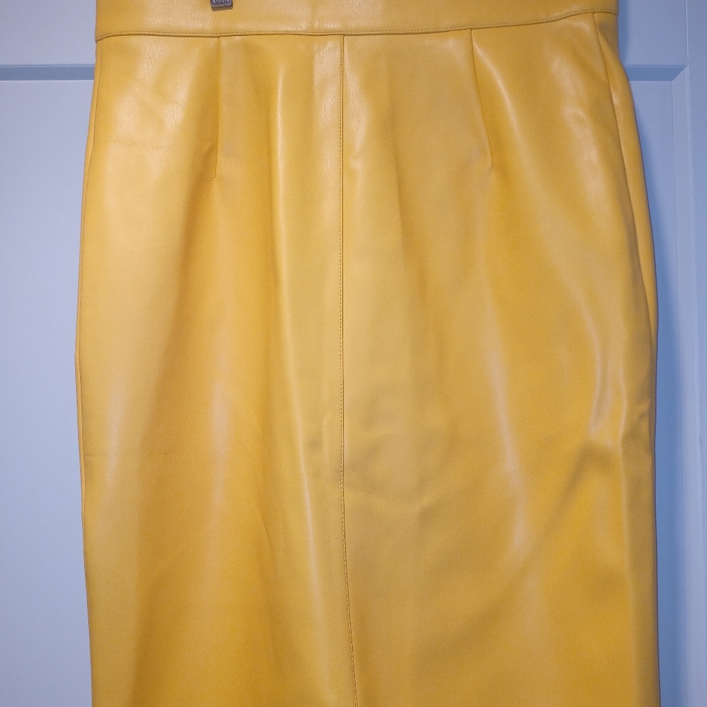 Yellow faux leather shirt